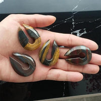 Load image into Gallery viewer, Ohrgewicht Natur Stein 12mm Tropfen Schlüsselloch braun - chic - net.de
