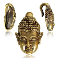 Load image into Gallery viewer, Ohrgewichte Piercing Buddhakopf Buddha Brass antik golden 28 g - chic - net.de

