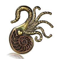 Load image into Gallery viewer, Ohrgewichte Piercing Oktopus Brass antik golden Kupfer rotgolden Nautilus 32 g - chic - net.de
