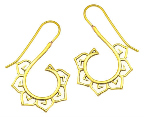 Ohrhänger Blume Haken offen Messing Brass antik golden Tribal Piercing Ohrringe - chic - net.de
