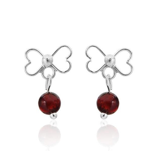 Ohrhänger Ohrstecker Stein Perle dunkelrot 925er Sterling Silber Katzenauge Ring Schlaufe - chic - net.de