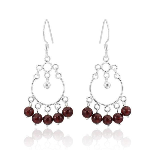 Ohrhänger Stein Perle dunkelrot 925er Sterling Silber Katzenauge Ring Creolen Kugel - chic - net.de