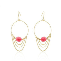 Load image into Gallery viewer, Ohrringe 18 karat vergoldet rosa oval Stein Perlen Ketten Kreis nickelfrei gold - chic - net.de
