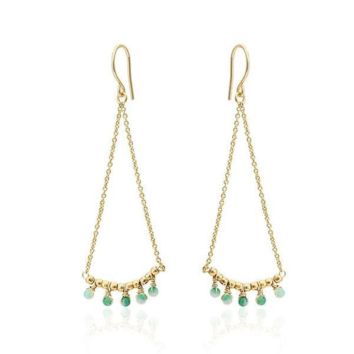 Ohrringe 18 karat vergoldet Tortenstück Form Ketten Perlen Stein grün nickelfrei - chic - net.de