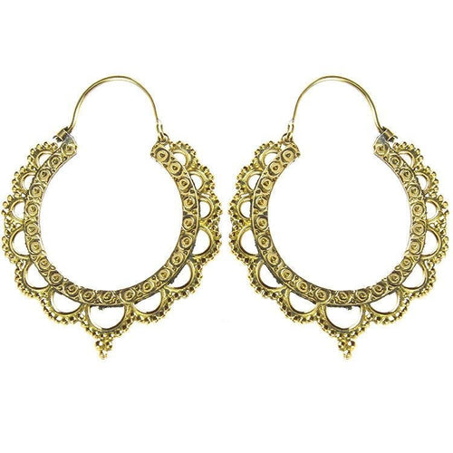 Ohrringe Bögen Kreise Spitze rund Messing antik golden Tribal nickelfrei Piercing Brass Schmuck - chic - net.de