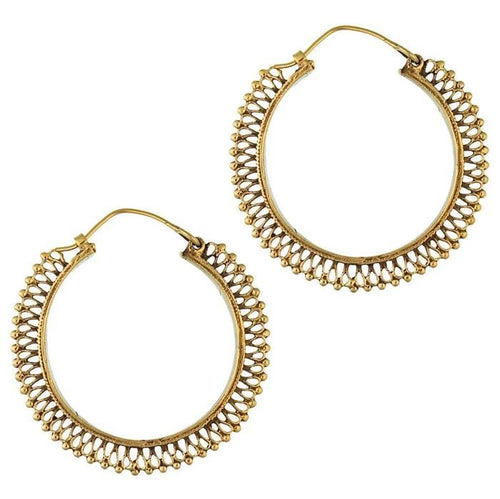 Ohrringe dunkel Punkte Bögen Tropfen Messing antik golden Tribal nickelfrei Schmuck Piercing Brass - chic - net.de