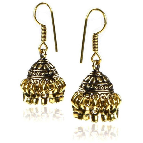 Ohrringe Halbkugel Ringchen Schlösser Messing antik golden Ohrhänger nickelfrei Tribal Piercing - chic - net.de