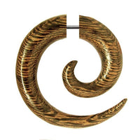 Load image into Gallery viewer, Ohrringe Holz Fake Piercing Spiralen Edelstahl Dehnschnecken OH - 275 - chic - net.de
