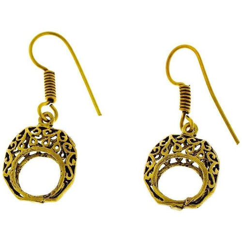 Ohrringe kantig Kreis Spiralen hohl oval Messing dunkel antik golden nickelfrei Piercing Tribal - chic - net.de
