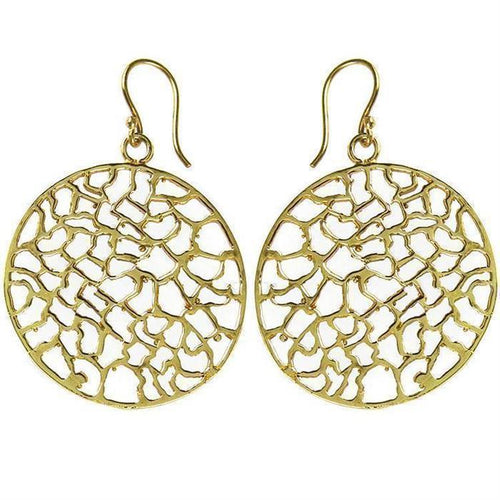 Ohrringe Kreis ungleichmäßig Muster 33 mm Messing golden Tribal nickelfrei Ohrhänger Brass antik - chic - net.de