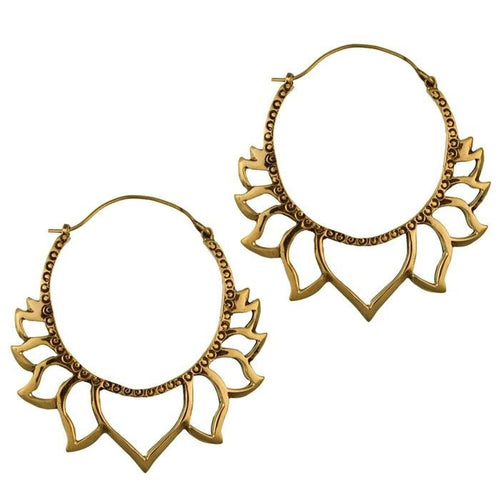 Ohrringe Kreise Flammen rund Messing antik golden Tribal Piercing nickelfrei Brass Bronze Schmuck - chic - net.de