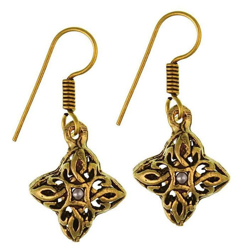 Ohrringe Kreuz Bögen hohl Messing dunkel antik golden nickelfrei Piercing Tribal Schmuck - chic - net.de