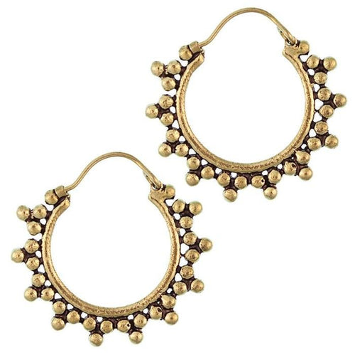 Ohrringe Kugel Dreiecke oxidiert Tribal Messing Brass antik golden nickelfrei Schmuck Piercing - chic - net.de