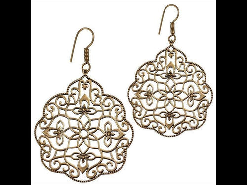 Ohrringe Orientalisch Muster Schnörkel Blume Messing glänzend antik golden - chic - net.de