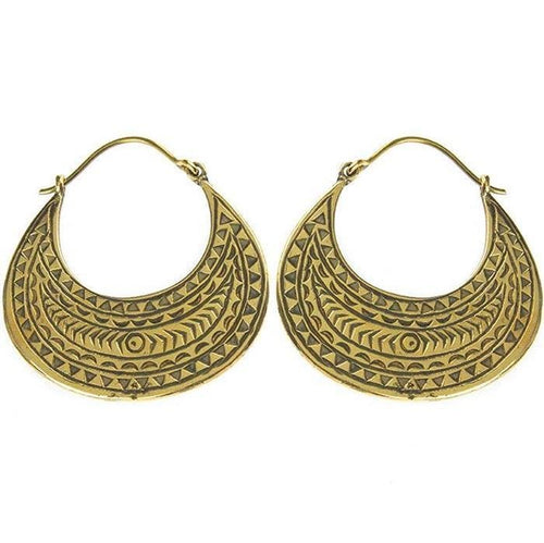Ohrringe oxidiert Dreiecke Kerben Sichel Messing antik golden Damen nickelfrei Tribal Brass Schmuck - chic - net.de