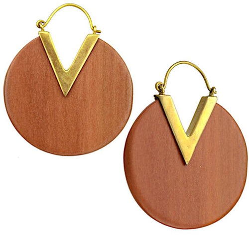 Ohrringe Sawo Holz Brass Bügel gold rund Zacke braun - chic - net.de