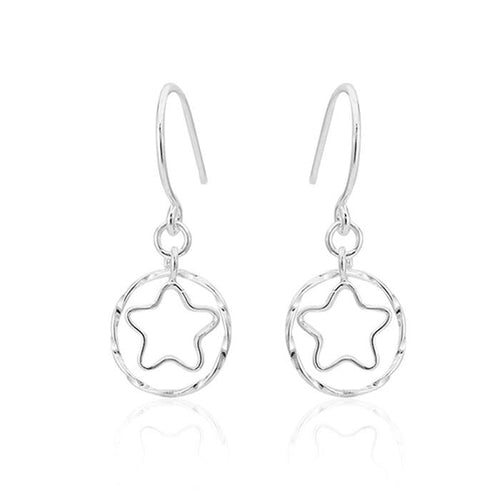 Ohrringe Silberohrringe 925er Sterling Silber Damen Ohrhänger Stern Kreis - chic - net.de