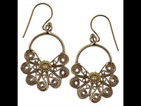 Cargar imagen en el visor de la galería, Ohrringe Spiralbögen große Blume Bögen Messing antik golden Tribal Brass Schmuck - chic - net.de

