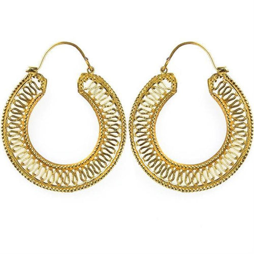 Ohrringe Spirale Punkte Kreis Brass Messing antik golden nickelfrei Tribal Schmuck Piercing - chic - net.de