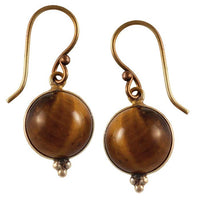 Load image into Gallery viewer, Ohrringe Tigerauge Kreis Dreieck Messing antik golden Damen Ohrhänger nickelfrei Schmuck - chic - net.de
