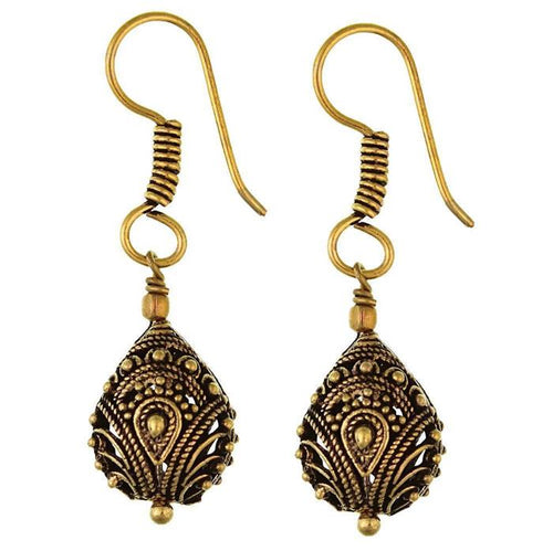 Ohrringe Träne Seil Punkte hohl Messing antik golden Ohrhänger nickelfrei Tribal Piercing - chic - net.de