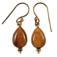 Load image into Gallery viewer, Ohrringe Tropfen Tigerauge Dreieck Messing antik golden Tribal Ohrhänger nickelfrei Brass Damen Schmuck - chic - net.de
