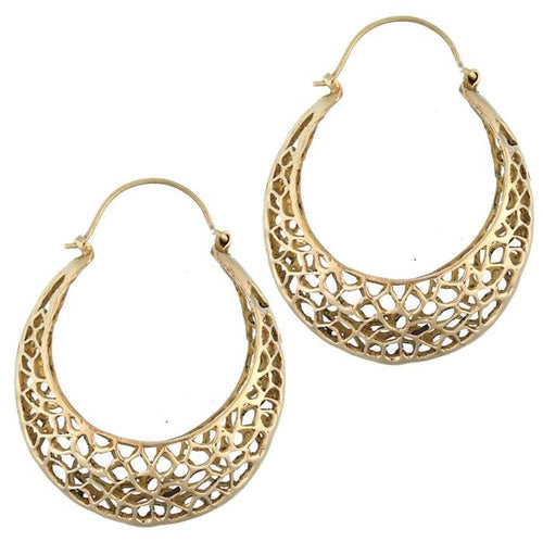 Ohrringe ungleichmäßig Muster Stanzmuster Messing antik golden Tribal nickelfrei Piercing Schmuck - chic - net.de