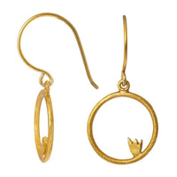 Load image into Gallery viewer, Ohrringe vergoldet Tulpe im Kreis 925er Silber matt 19 mm Goldschmiedearbeit - chic - net.de
