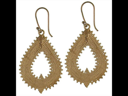 Ohrringe Zopf Tropfen Punkte Kreuz Messing antik golden Ohrhänger Tribal Brass - chic - net.de