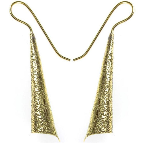 Ohrringe Zylinder Blumen dunkel lang Messing antik golden Damen Ohrhänger nickelfrei Tribal Schmuck - chic - net.de