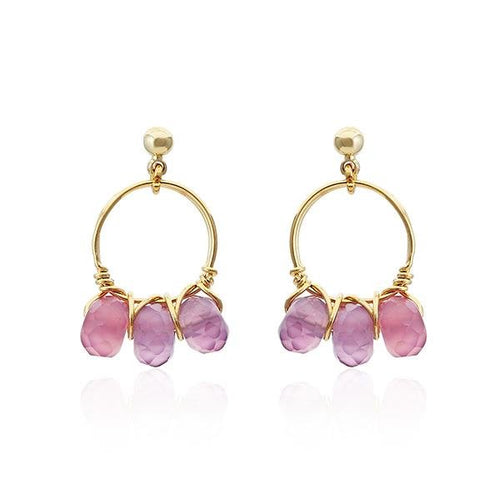 Ohrstecker 18 karat vergoldet Kupfer lila Amethyst Ring facettiert nickelfrei gold - chic - net.de