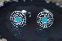 Load image into Gallery viewer, Ohrstecker 925 Silber Herzen E - Coat Epoxid grün schwarz - chic - net.de
