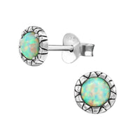 Load image into Gallery viewer, Ohrstecker 925 Silber Opal E - Coat oxidiert Zacken - chic - net.de
