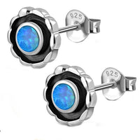 Load image into Gallery viewer, Ohrstecker 925 Sterling Silber Blume Stein oxidiert - chic - net.de
