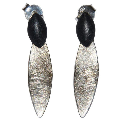 Ohrstecker 925 Sterling Silber Mandeln schwarz 27mm - chic - net.de