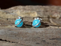 Cargar imagen en el visor de la galería, Ohrstecker 925 Sterling Silber mint Opal E - Coat Saturn - chic - net.de
