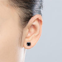 Load image into Gallery viewer, Ohrstecker 925 Sterling Silber mit Onyx rund 8mm - chic - net.de
