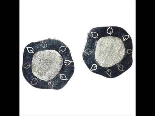 Ohrstecker 925 Sterling Silber Scheibe schwarz Blätter - chic - net.de