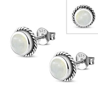 Load image into Gallery viewer, Ohrstecker 925 Sterling Silber Seilrand Stein rund - chic - net.de
