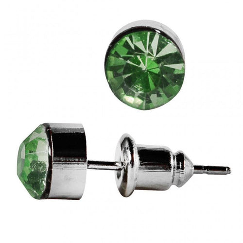 Ohrstecker Glas transparent hellgrün scheinend, 5 mm Ø, facettiert, glitzernd, 925er Sterlingsilber - Stift - chic - net.de
