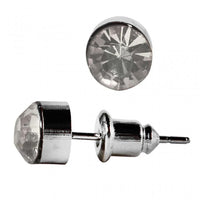 Load image into Gallery viewer, Ohrstecker Glas transparent hellgrün scheinend, 5 mm Ø, facettiert, glitzernd, 925er Sterlingsilber - Stift - chic - net.de
