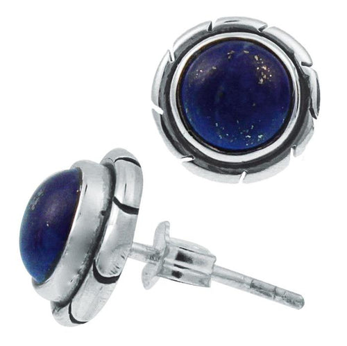 Ohrstecker Lapis rund 10 mm 925er Sterling Silber Kerben Rand diagonal - chic - net.de