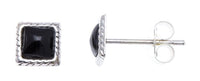 Cargar imagen en el visor de la galería, Ohrstecker Onyx Quadrat 6 mm Seilrand 925er Sterlingsilber schwarz unisex - chic - net.de
