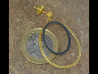 Cargar imagen en el visor de la galería, Ohrstecker Silber 925 vergoldet Ellipsen gold schwarz - chic - net.de
