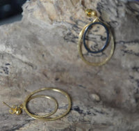 Cargar imagen en el visor de la galería, Ohrstecker Silber 925 vergoldet Ellipsen gold schwarz - chic - net.de
