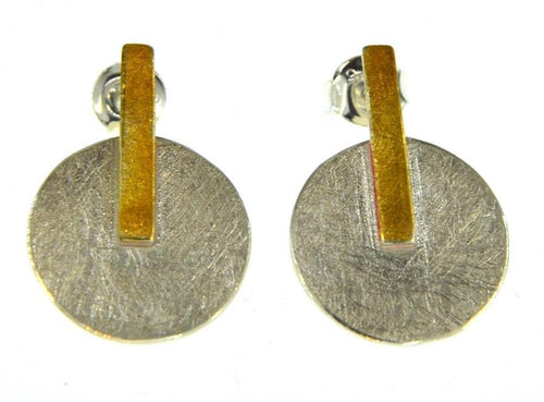 Ohrstecker Silber 925 vergoldet Kreis Linie gebürstet - chic - net.de