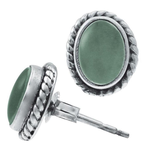Ohrstecker Zopf Rand Chalzedon hell oval 10 mm 925er Sterling Silber Stein Silberohrstecker - chic - net.de