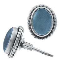 Load image into Gallery viewer, Ohrstecker Zopf Rand Chalzedon oval 10 mm 925 Sterling Silber Stein - chic - net.de
