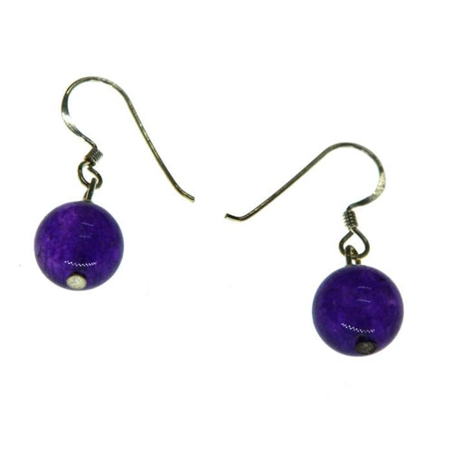Perlen Kugel Ohrringe Lila Jade 925 Sterlingsilber Perle ca. 8mmØ