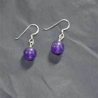 Load image into Gallery viewer, Perlen Kugel Ohrringe Lila Jade 925 Sterlingsilber Perle ca. 8mmØ
